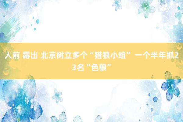 人前 露出 北京树立多个“猎狼小组” 一个半年抓23名“色狼”